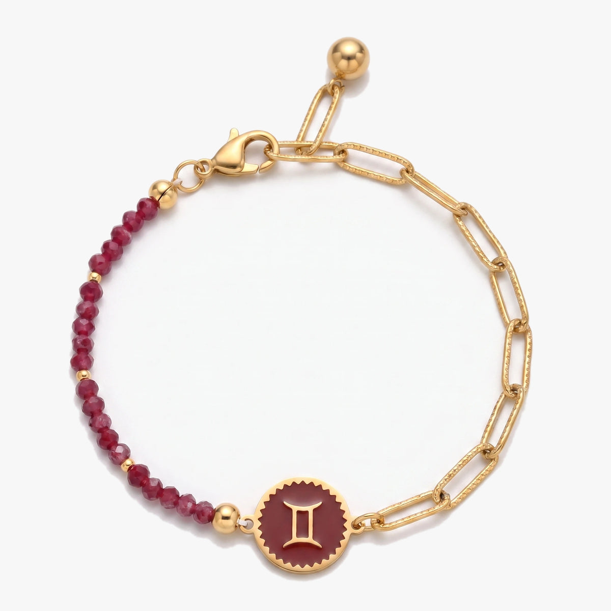 Pulseira signo Gémeos com pedras naturais Peridoto