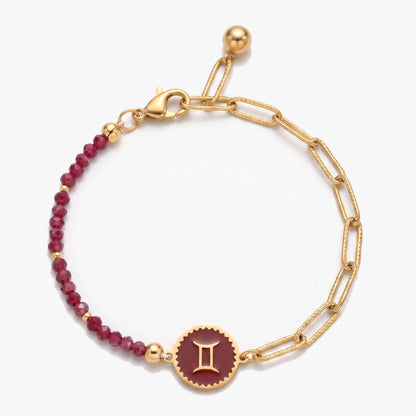 Pulseira signo Gémeos com pedras naturais Peridoto