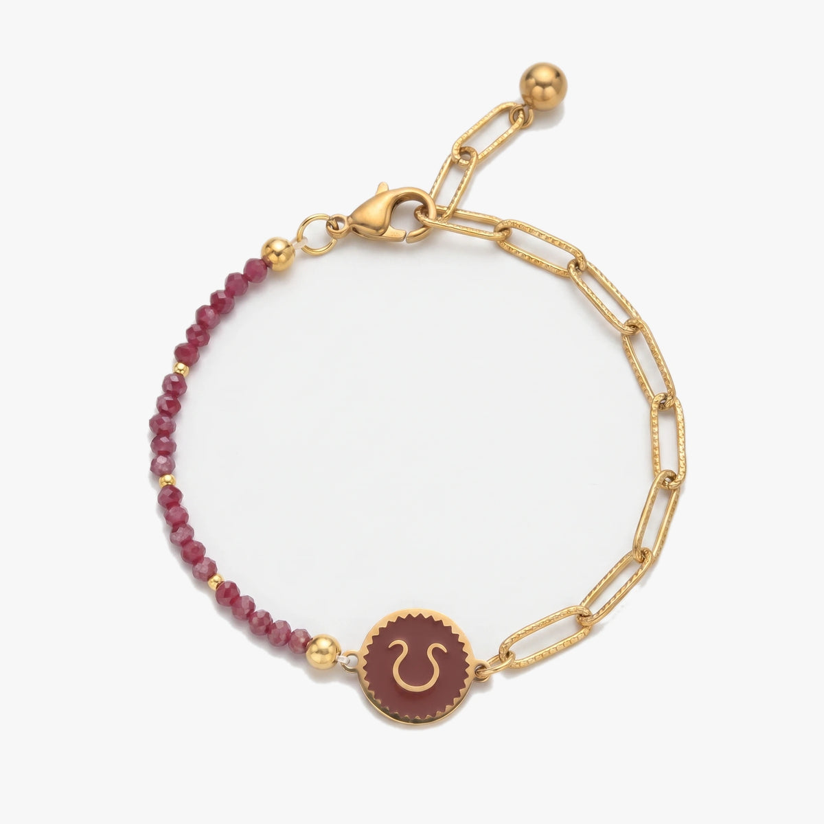 Pulseira signo Leão com pedras naturais Ametista