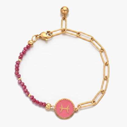 Pulseira signo Peixes com pedras naturais Citrino