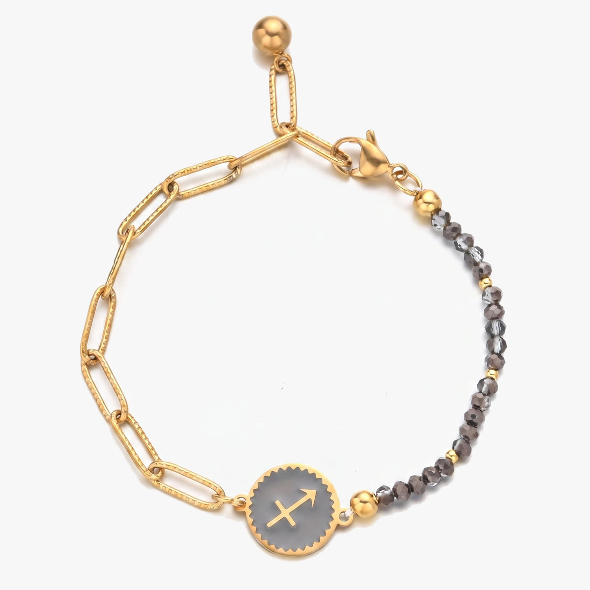 Pulseira signo Sagitário com pedras naturais Quartzo rosa