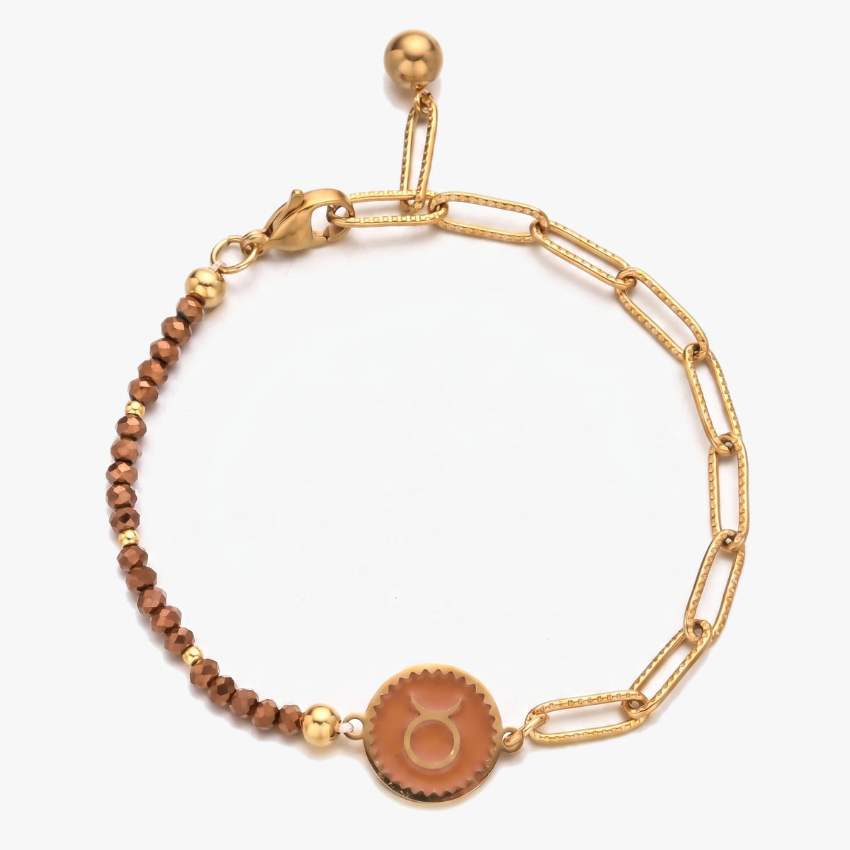 Pulseira signo Touro com pedras naturais Turquesa